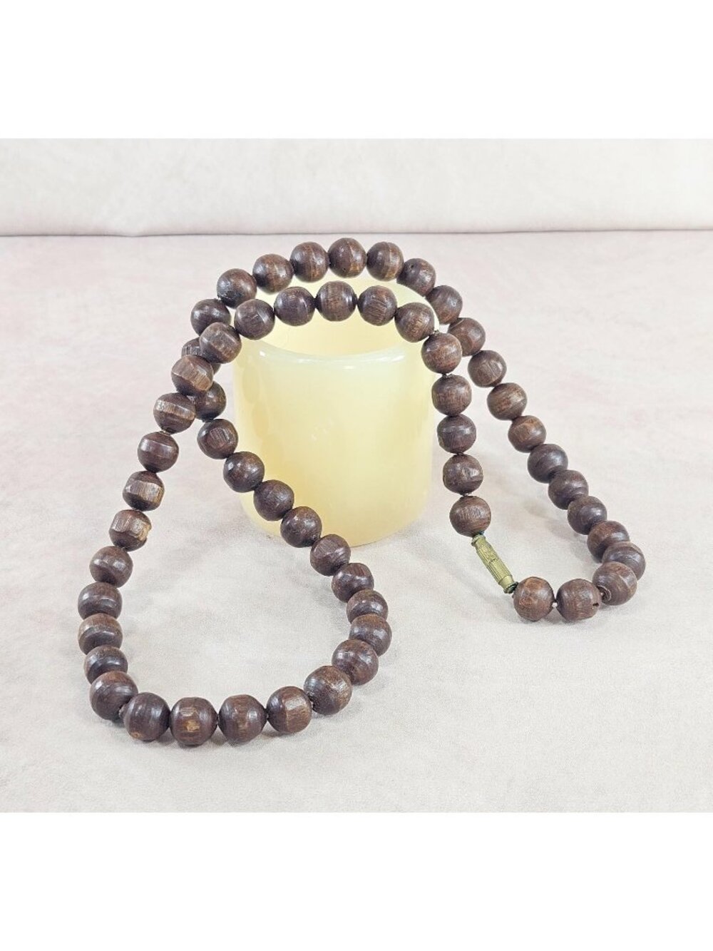Dark Brown Wooden Bead Mala Necklace Prayer Beads Japa Meditation Strand